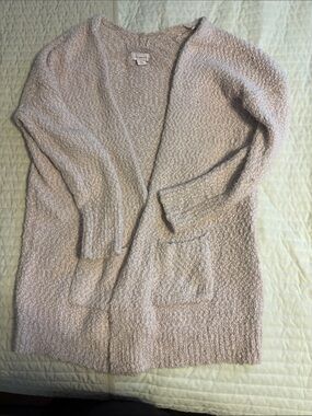 Cozy Open-Front PinkKnit Cardigan Sweater